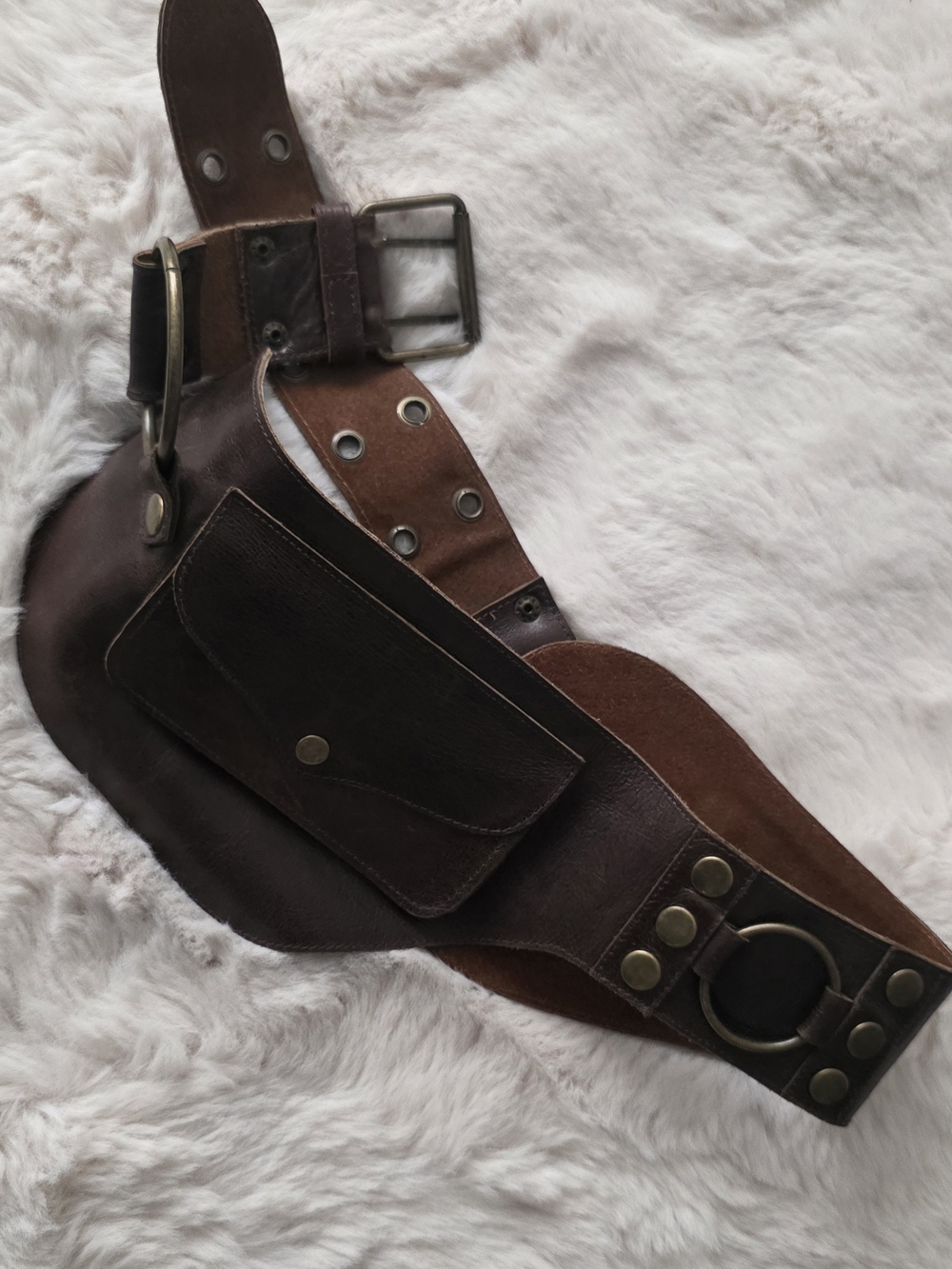 Brown Leather Women's Utility Waist Belt.